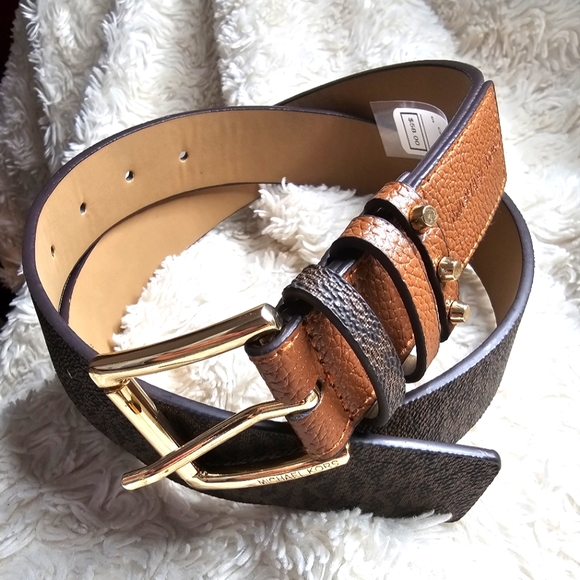 Michael Kors Accessories - Michael Kors MK Monogramm Gold Studded Belt Small NWT